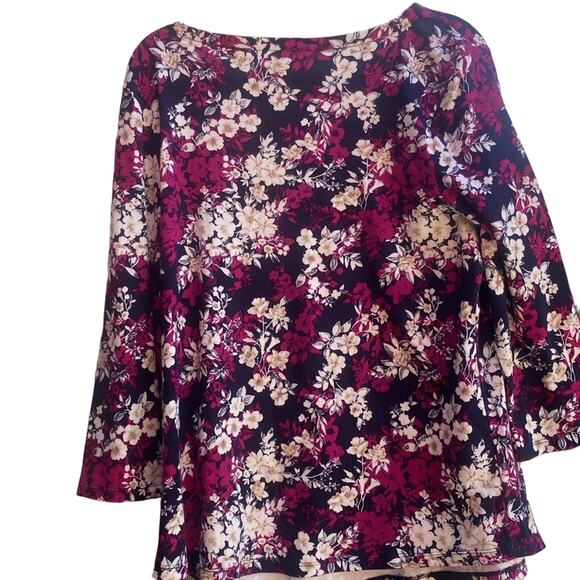 Charter club XL 100% Pima cotton boat neck style floral pattern navy - Picture 8 of 9